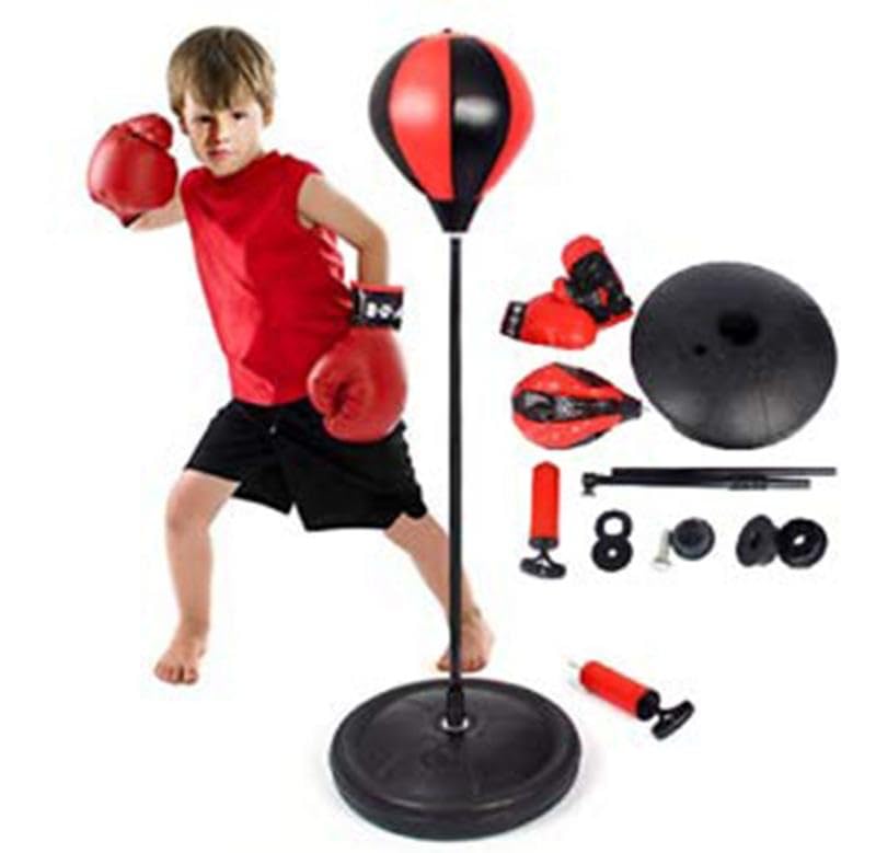 Image of Cable World Kids Punching Bag Set with Stand, Boxing Gloves & Air Pump | Adjustable Height Punching Ball for Kids | Indoor Outdoor Sports Toy for Boys & Girls | Exercise, Fitness & Stress Relief Toy