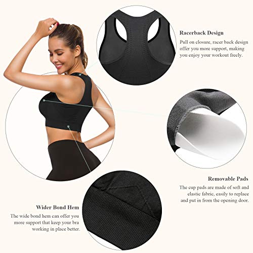 Tobwizu Racerback Sports Bras For Women Plus Size Seamless Activewear Bras Padded Workout Gym Sleep Everyday Bra Pack Of 3 #TOP5