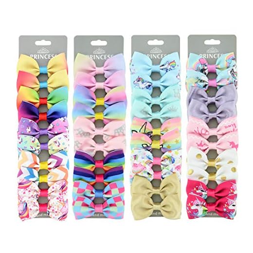 40pcs 2.75"Baby Girls Hair Bows Clips Mini Hair Barrettes Unicornio Accesorios para el cabello para bebés Niños pequeños Niños