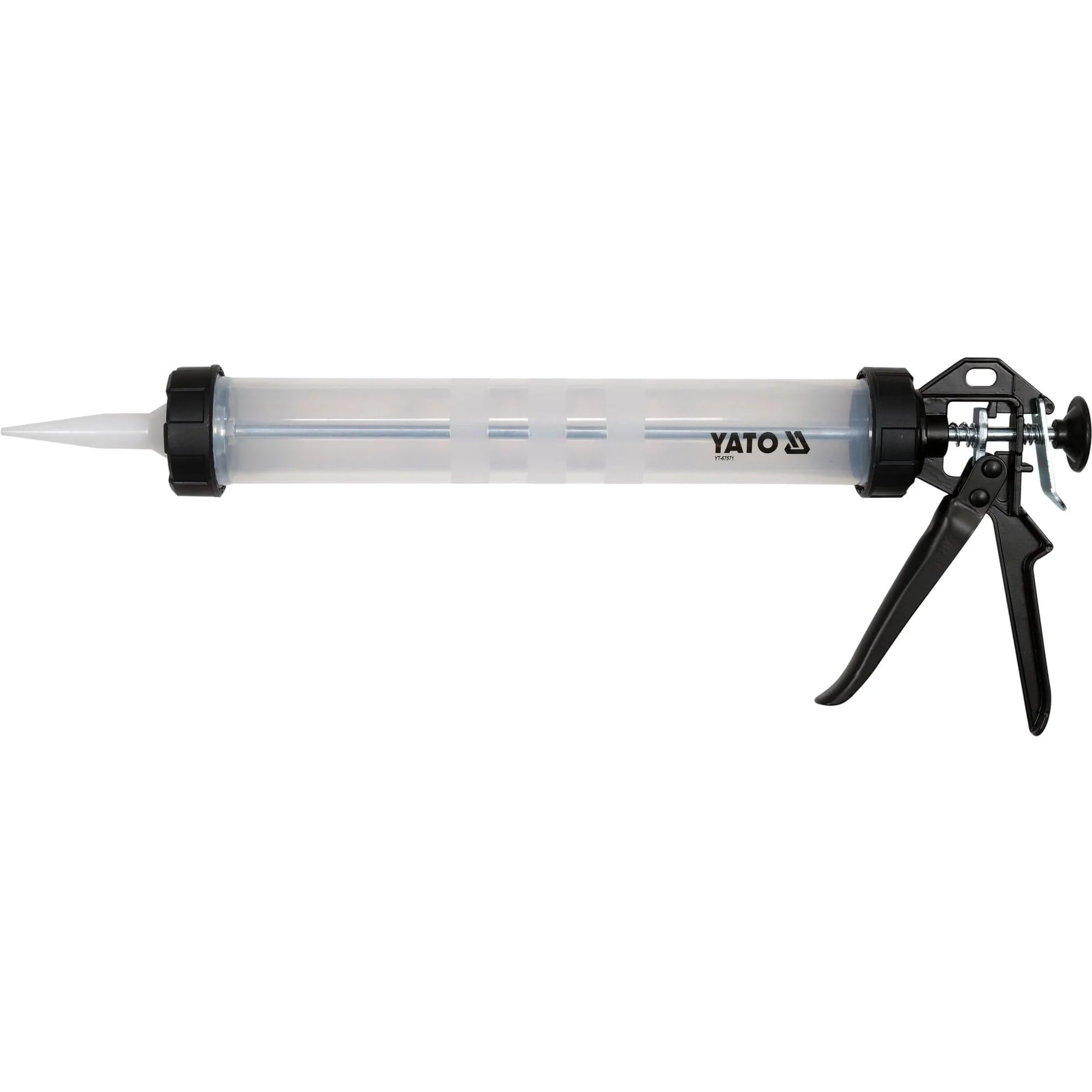 Transparent Caulking Gun 480 mm, Pipe Squeezer, Cast Aluminium Pressure Mechanism, 600 mm Total Length, Approx. 60 mm Diameter