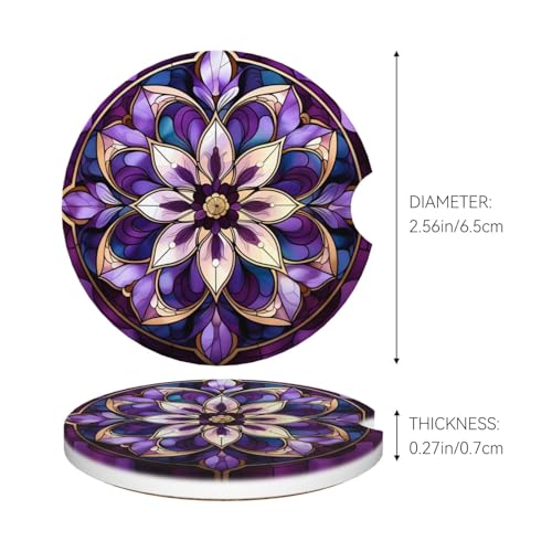 2pcs Portavasos para Auto Mandala Bohemio Morado miniatura 5