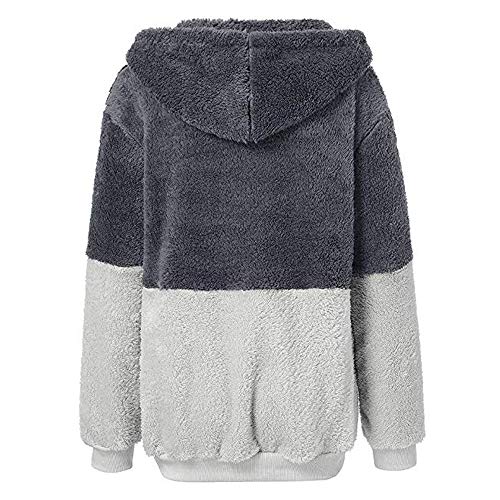 Romanstii Women's Warm Long Sleeves Fleece Sweatshirts Hooded Pullover Coat Outwear Dark Gray XL