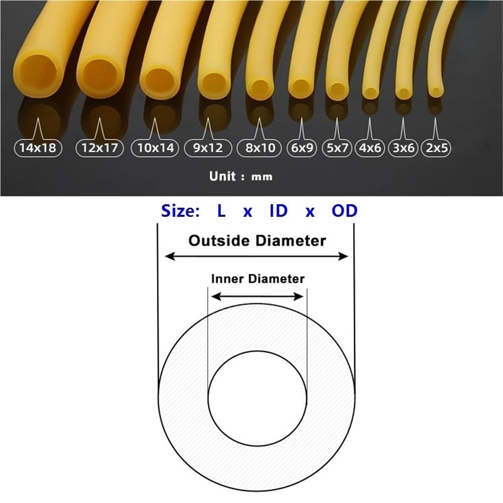 Tubo de Goma Amarillo fácil de Limpiar, Banda elástica de 10 Metros y 5 Metros de Longitud for Laboratorio, 1 Unidad