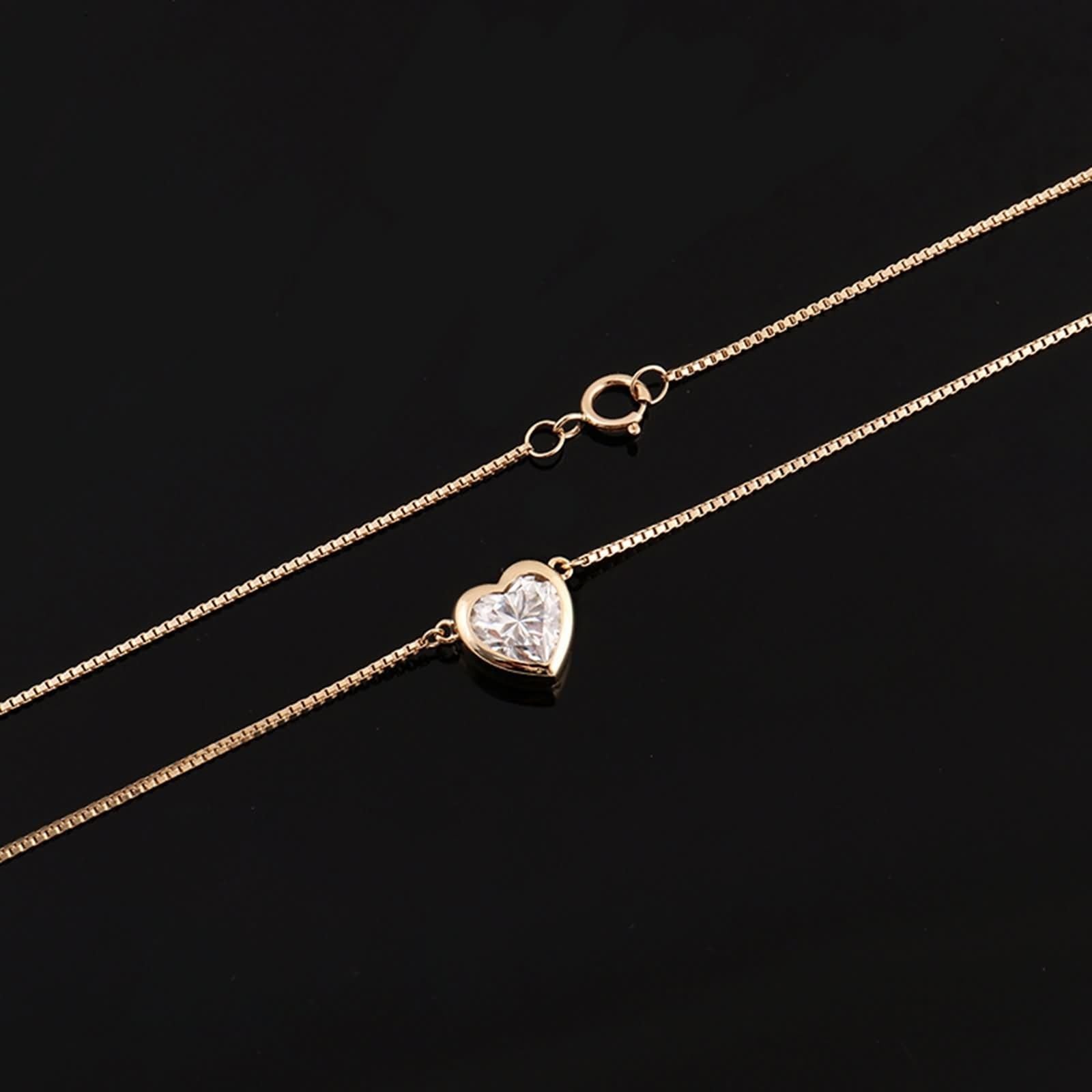 9K/14K/18K Gold Halskette für Damen, 1ct Moissanit einfacher Edelstein Anhänger Schmuck Kettenlänge 18 Zoll