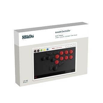 8BitDo All-Button Arcade Controller for Switch & Windows, N Edition | Leverless, All-button, Ultimate precision, Low-profile Linear Switches, 4 Programmable Buttons, Hot-swappable PCB, Ultra thin