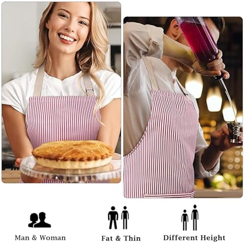 Shunshi Adjustable Apron, Unisex Apron with 2 Pockets, Cotton Linen Cooking Kitchen Accessories Chef Bib Aprons for Women Men Home Baking Gardening Household Cleaning BBQ Restaurant (Black Strips) - Cosy Home Interiors Shunshi Adjustable Apron, Unisex Apron with 2 Pockets, Cotton Linen Cooking Kitchen Accessories Chef Bib Aprons for Women Men Home Baking Gardening Household Cleaning BBQ Restaurant (Black Strips) - Image 4