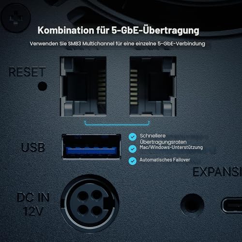 SYNOLOGY NAS DS925+ 4 Einschübe mit erweiterbarer Kapazität (ohne Festplatte) – Ansicht 4