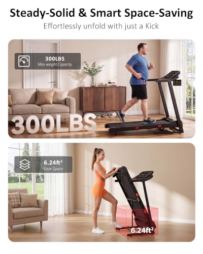 Image of WENOKER Treadmill for Home, Folding Treadmill with 15% Auto Incline | 3.0HP Folding Treadmill with App,12 Workout Programs, Max 8.7 MPH Running Machine, 300 LBS Capacity