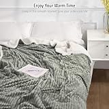 CURECURE Electric Heated Blanket Throw, Soft Ribbed Flannel and Sherpa Heated Blanket, 180 X 130cm, 6 Heat Settings & 1-10 Hours Automatic Timer, Home and Office Use, Machine Washable (Greyish Green) - Image 6