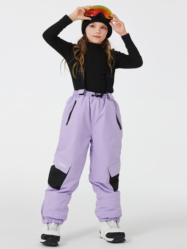 Baggy Ski Bibs for Kids Snow Bibs Ski Pants for Boys and Girls Insulated with Shouder Straps Snowboard Trousers