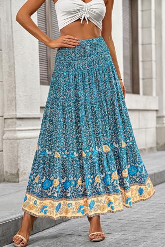 Image of CFLONGE Summer Maxi Skirts for Women 2026 Trendy Floral A Line Boho Skirt