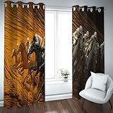 UIRINGART Klassische Renn-Verdunkelungsvorhänge für das Schlafzimmer Vintage Man reitet auf einem Pferd Silhouetten Thermisch isolierte Fenstervorhänge für das Homeoffice 2 Paneele B228xH228cm