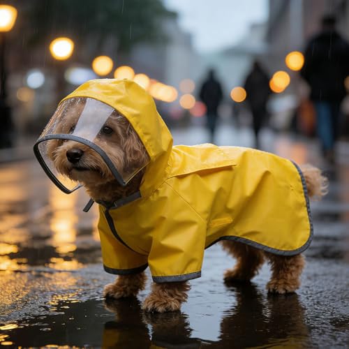 Imperméable pour chien jaune KOMBIUDA S à capuche réfléchissant - 6