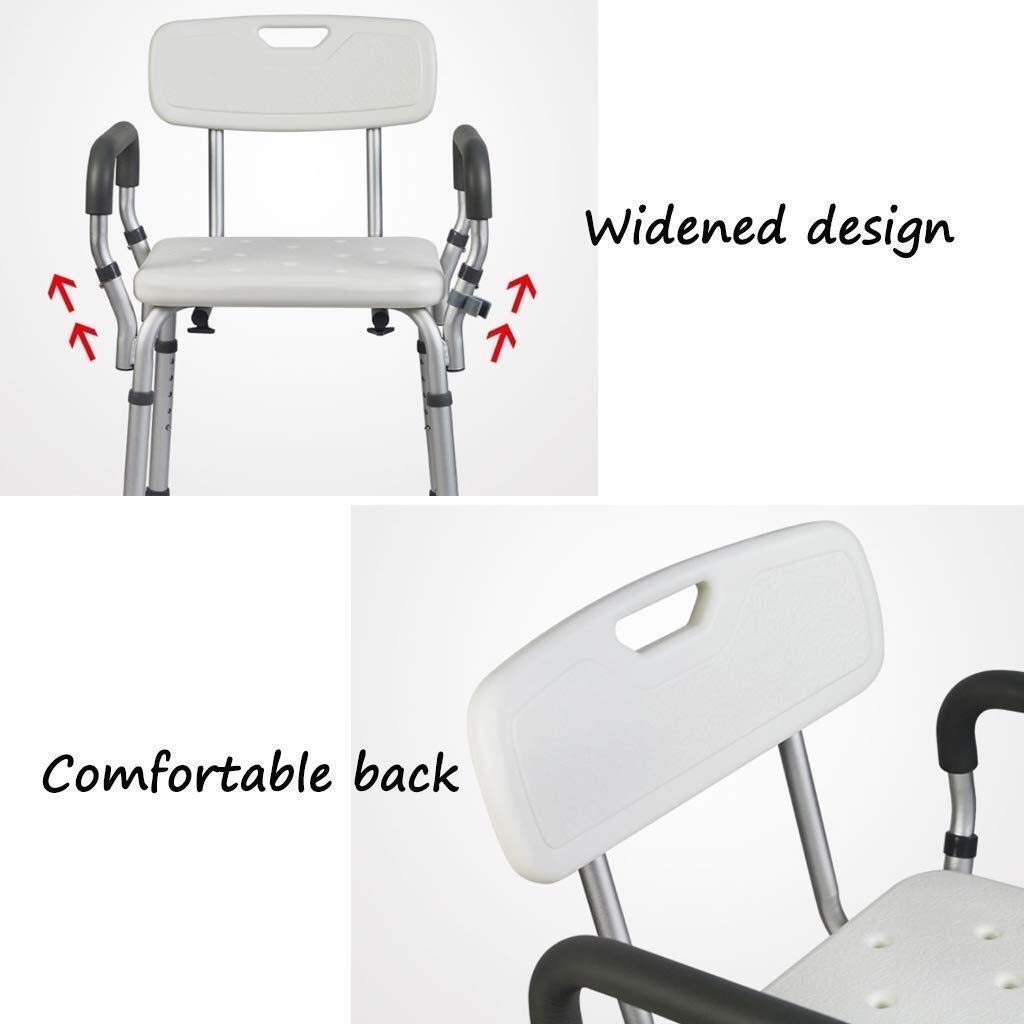 Taburete para Ducha Silla de baño Asiento de baño Antideslizante Ajustable en Altura con apoyabrazos Aluminio Ligero con Respaldo Anciano con discapacidad Vivienda Almacenamiento 2