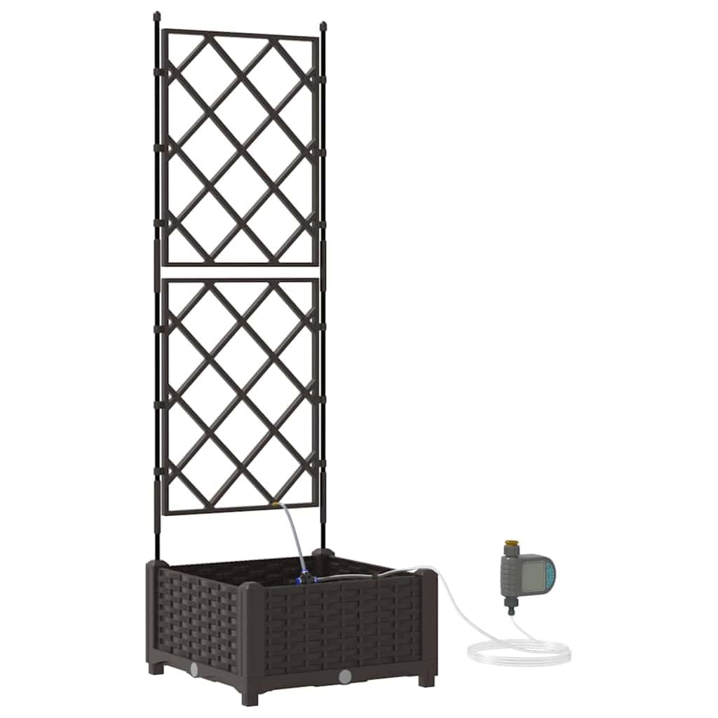 Jardinière auto-arrosage - Marron - 40 x 40 x 126 cm - En plastique - Avec irrigation pour l'extérieur - Design moderne pour terrasse et jardin