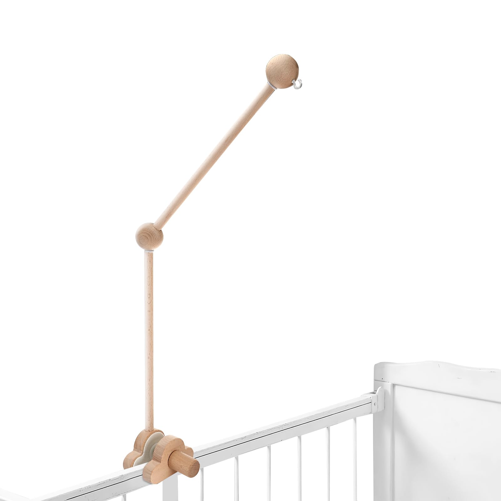 Baby Mobile Halterung für Babybett, Mobile Halterung Holz Wolken, abnehmbarer Baby-Mobile-Aufhänger, höhenverstellbar, für Aufhängung Windspiele Bettglocke, Baby Bett Spielzeuge (Holzfarbe)
