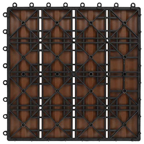 Gecheer Terrastegels 11 stuks, tegels voor terrasplanken buiten, vierkante tuintegels van hout, vloer voor buiten, balkon/tuin/terras, 30 x 30 cm, 1 m², lichtbruin - Image 5