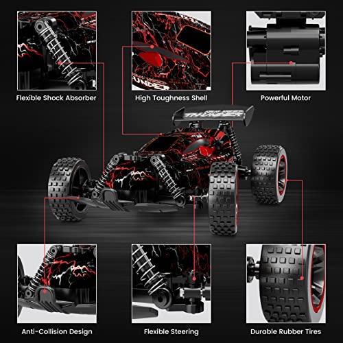 Image of Tecnock RC Cars for Kids, 1:18 Scale 2WD RC Car with LED Lights, 2.4GHz Remote Control Car with USB-C Easy Charging & 50 Mins Playtime, Toys Gifts for Boys & Girls Ages 8-12