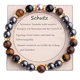 UEUC Heilstein-Perlenarmband für Frauen, Armband mit natürlichen Edelsteinen, Gleichgewichtsschutz, spirituelles Kristallperlenarmband zur Angstlinderung mit Bedeutungskarte(#5)