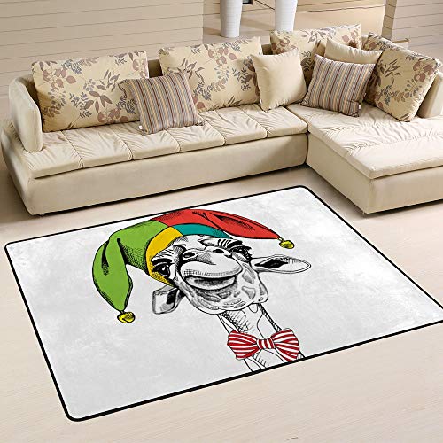 Tapis microfibre girafe grand format ultra doux et absorbant - 6