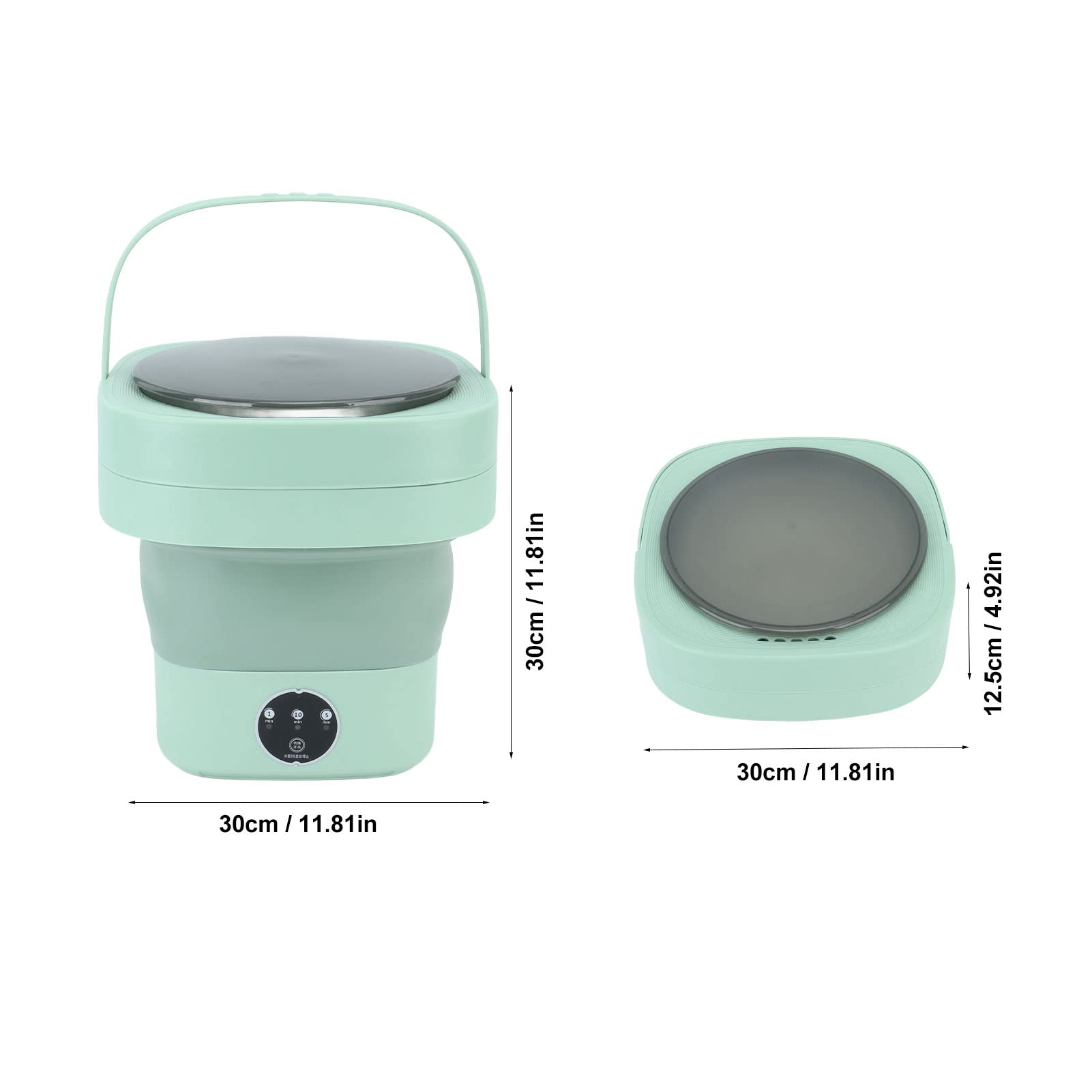 Lavadora Portátil, Mini Lavadora de Cubo Plegable de 6,5 L con Tubo de Drenaje, Lavandería Completamente Automática para el Hogar, Hotel, Camping, RV, para Ropa Interior, (GREEN)