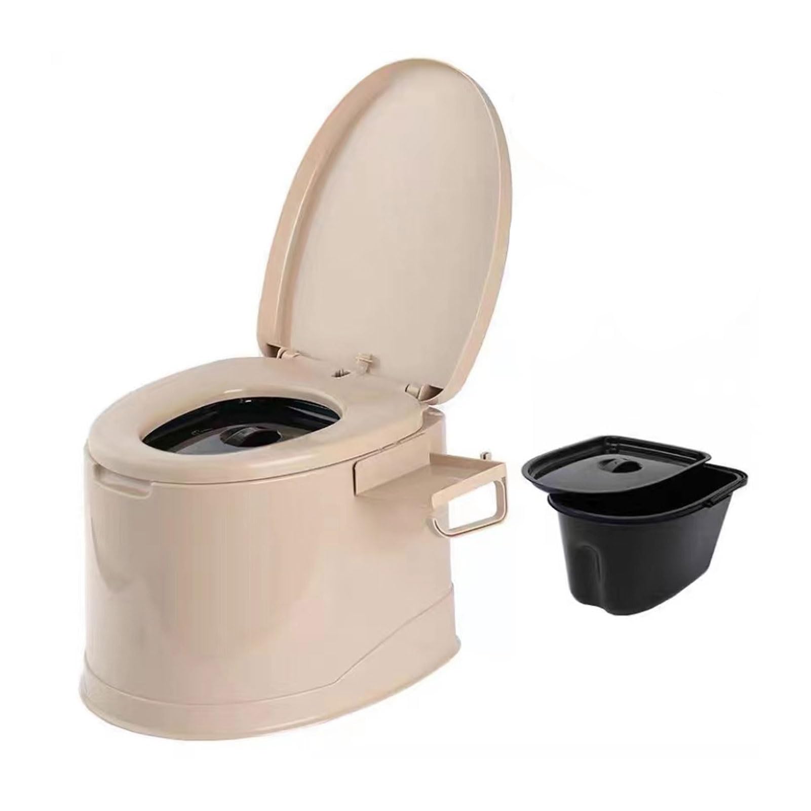 orinal, Inodoro portátil con asiento, tapa, asas y portarrollos, escupidera compacta, orinal de cámara Unisex for acampar en interiores exteriores