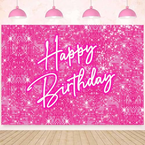 Withu Hot Pink Birthday Backdrop Neon Sign Photography Background