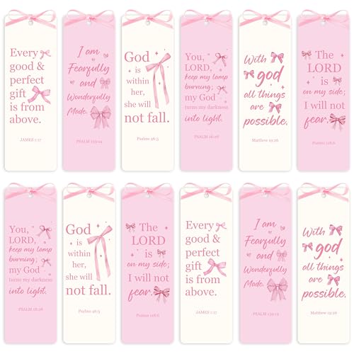 Pink Bow Christian Bookmark Set