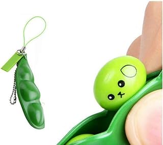 Squeeze-a-Bean Squishy Soybean Pendants Toys with Reduce Anxiety and Stress, Fidget Toys Squeeze-a-Bean Keychain Pendants Cellphone Chain Peas