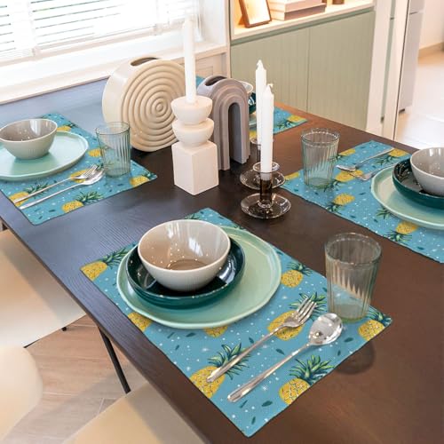 Set de table en faux lin résistant à la chaleur lot de 4 lavable - 7