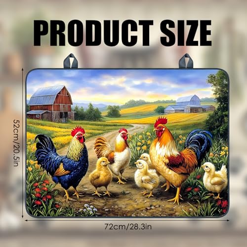 Image of Nuxovilar Farm Rooster Stove Top Cover, 20.47x28.34 Inches Polyester Mat | Cooktop mat kitchen decor glass cooktop cover gas cooktop protector for kitchen, apartment countertop (Farm rooster print)