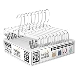 Hanger Central Premium 14 Inch Clear Pants Hangers with Adjustable Clips - 25 Pack Space-Saving Skirt Hangers - Non-Slip Heavy Duty Plastic Closet Organizers with 360° Swivel Hook