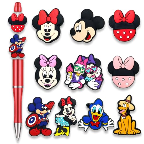 Garetheora Cute Animals Dog Focal Beads for Pens, Cartoon Silicone Focal Beads for Making DIY Bead Pens Keychain Jewelry (Mouse)