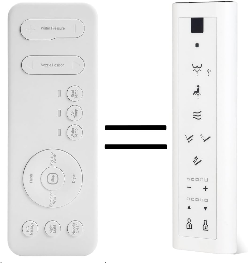Replacement Remote Control for TOTO WASHLET C5 Electronic Bidet Toilet Seat Wand Cleaning, Elongated, Cotton White - SW3084#01 SW3046, S500E, S550E, SW3056#01 with Mounting Bracket