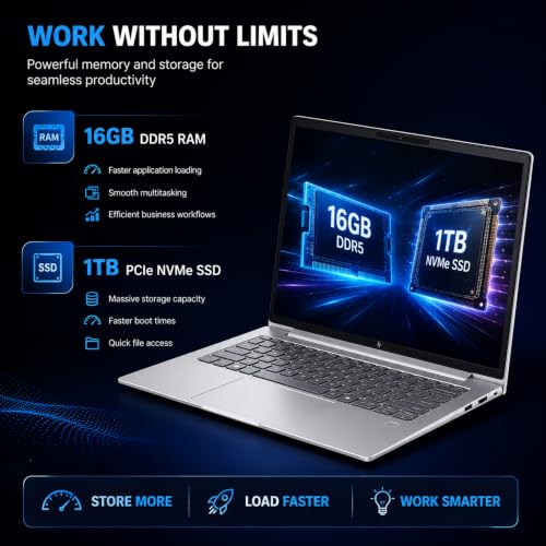 Image of HP EliteBook 6 G1i 14 Laptop | Intel Core Ultra 5 225H Processor | 16GB DDR5 RAM | 1TB PCIe NVMe SSD | 14 Inch Display | Intel Arc 130T Graphics | Windows 11 Pro | 65W USB-C Adapter (D67LHAT)