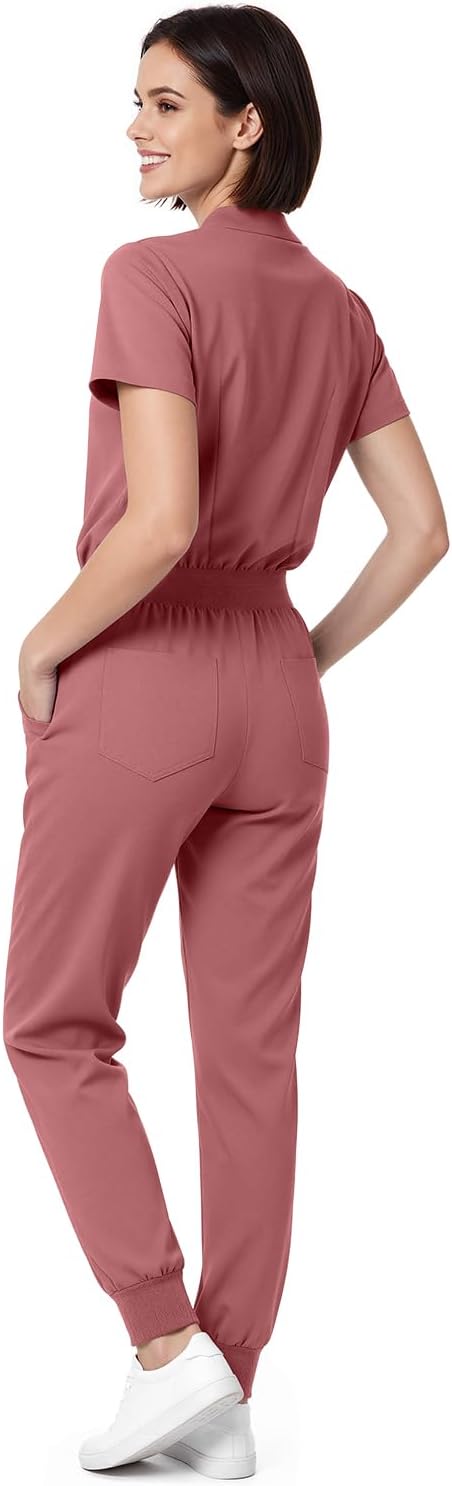 Scrubs for Women Set, Notched V-neck Top & Jogger Pants | Scrub Set with Soft Stretch Fabric, 8 Pockets, Breathable Comfort, and Secure Fit for 12+ Hour Nursing Shifts