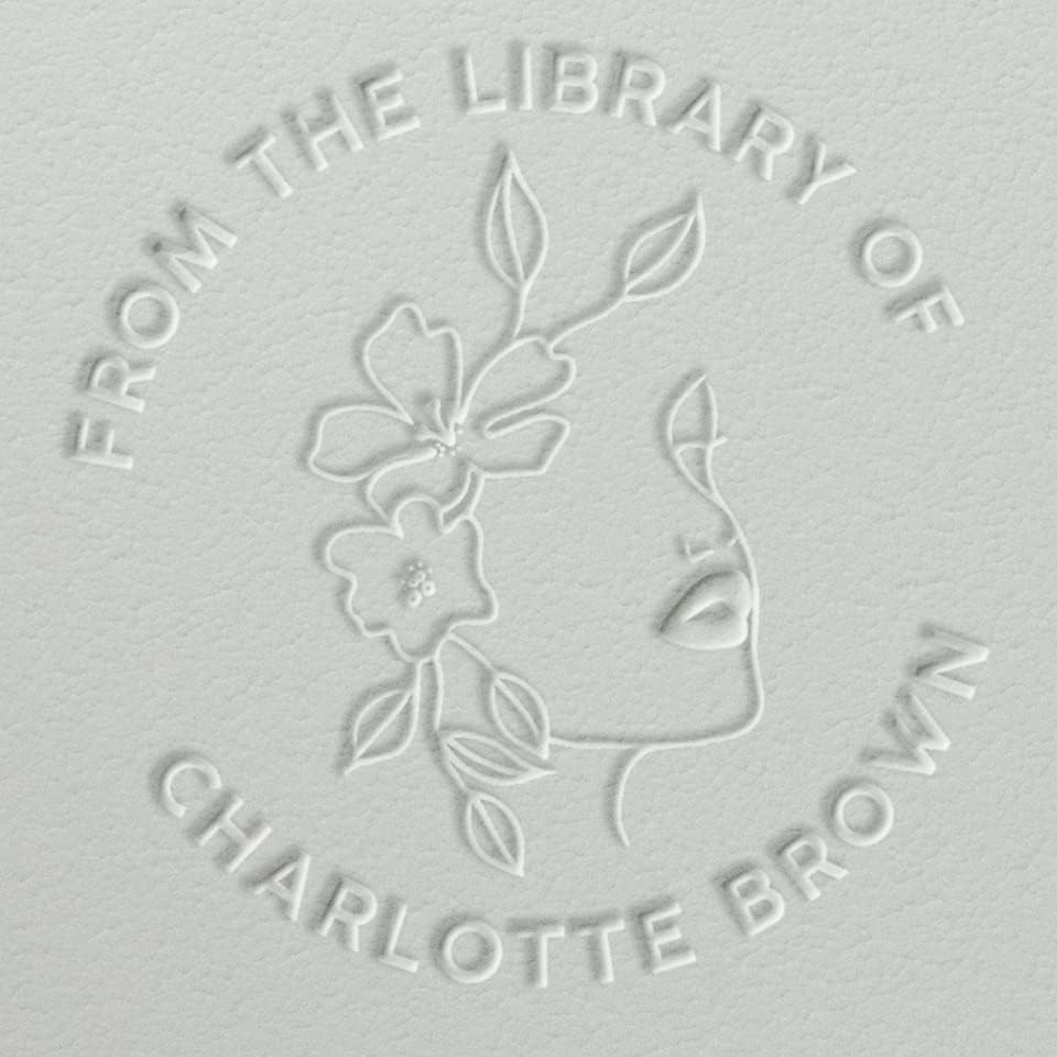 STAMPI Custom Personalized Book Embosser - Custom Name Stamp Seal with Your Name from The Library of - The Library of Gift Ex Libris, Floral Designs - Custom Embosser Stamp Seal Kit (Flowers)