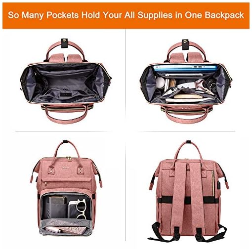 LOVEVOOK Laptop Backpack for Women,15.6 Inch Professional Womens Travel Backpack Purse Computer Laptop Bag Nurse Teacher Backpack,Waterproof College Work Bag Carry on Backpack with USB Port,Light-pink - Image 3