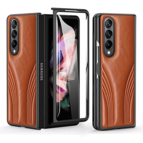 Coque Samsung Z Fold 4 cuir anti rayure fine legere avec vitre protection avant