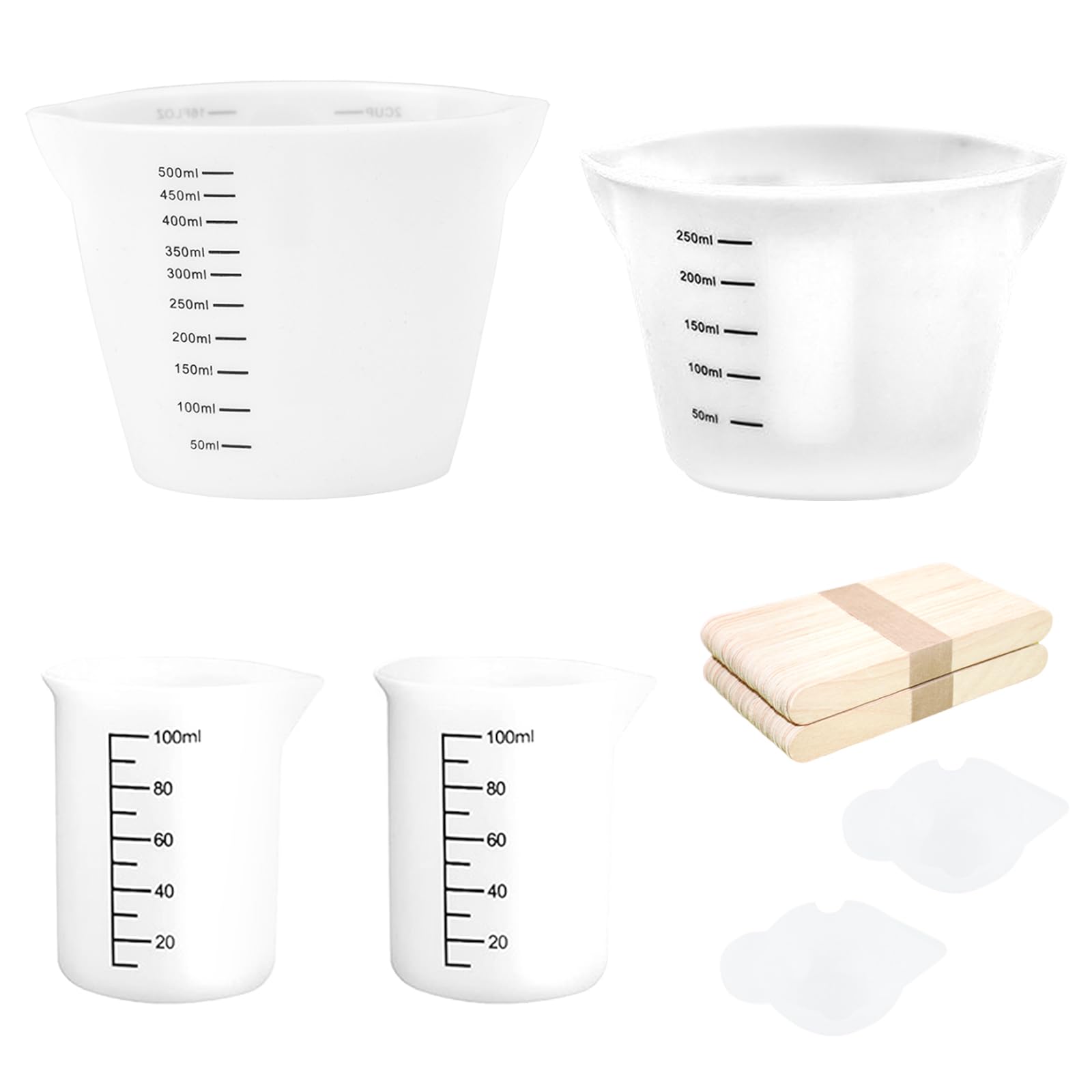 Set Gobelets Doseurs Silicone 250ml & 100ml - Tasses à Mesurer Précises Pour Résine Époxy, Peinture & DIY