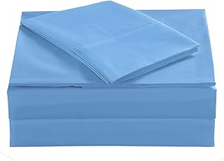 ELINEN Queen Size Bed Sheet Set 4 Pieces, Cotton Polyester Blend Percale Queen Bed Sheets - Wrinkle Free, Breathable, Crisp and Refreshing Feeling Cotton Rich Bedding Sheets