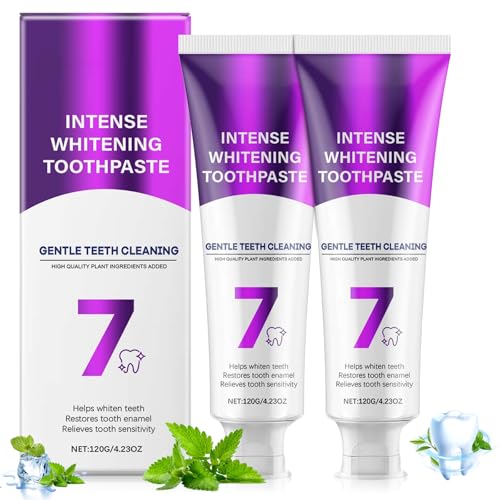 7-Pro Intensive Zahnaufhellung Zahnpasta Intense Whitening Zahnpasta 120g Niacinamide Zahnpasta mit Niacinamid Whitening Zahnpasta Gesundes Zahnfleisch Für Empfindliche Zähne (2PC)