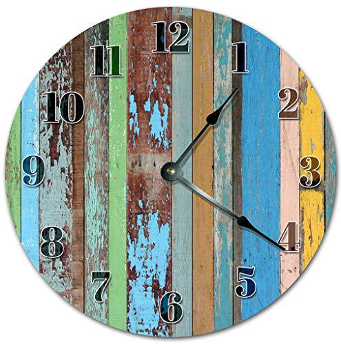 Reloj de pared madera pintada 10.5'' analógico