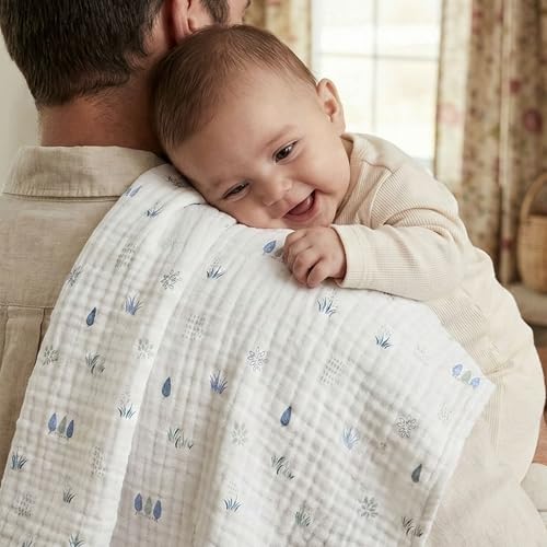 Image of GLLQUEN BABY Muslin Swaddle Blankets for Newborn Boys, Large 40''x38'' | 4Pk, 100% cotton, ultra soft and breathable, gentle on sensitive newborn skin, Multi-use as swaddle wrap, receiving blankets