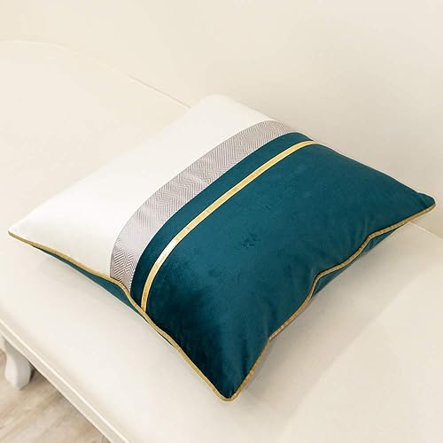 Miniatura 3 de Avigers - Funda de cojín de terciopelo, diseño de rayas, 18 x 18 pulgadas, color azul marino, blanco y dorado. Funda de cojín moderno de lujo, funda