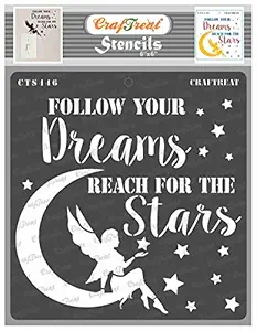 Star Design Stencil - Reach for The Stars - Size: 6X6 Inches - Star Shape Stencil - Star Stencils for Painting - Home Decor Word Stencil - Word Stencils for Craft and Art