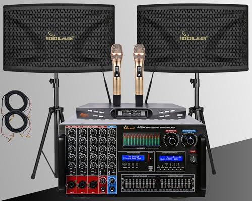 Super Bass Home Karaoke Package 8000W Mixing Amplifier with Optical/HDMI/Recording/USB/Equalizer Built-in Plus 12