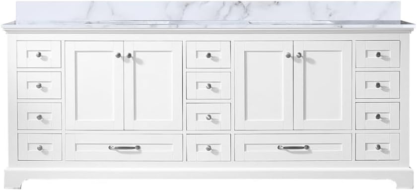 Dukes 84 in. W x 22 in. D White Double Bath Vanity and Cultured Marble Top