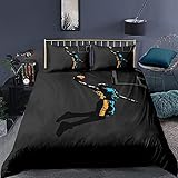 Duvet Cover Queen Black Basketball Player Bedding Sets Queen 3 Piece Set for Adults Teens Women Men,...