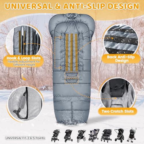 Image of Orzbow Stroller Footmuff Universal - Weather-Proof Bunting Bag for Toddler, Warm Fleece Sleeping Bag for Cold Weather, Easily Attaches to Most Strollers, Baby Boys Girls Winter Essentials, Grey